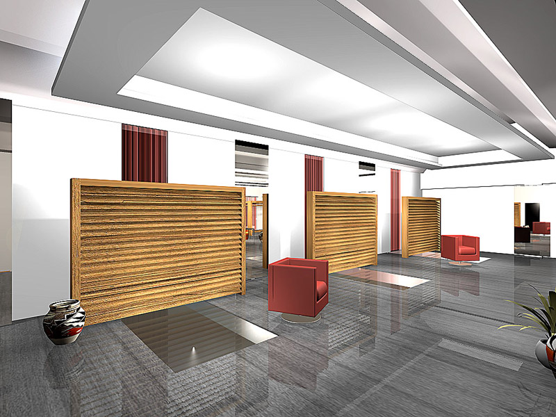 Rendering di showroom a Pistoia, camerini